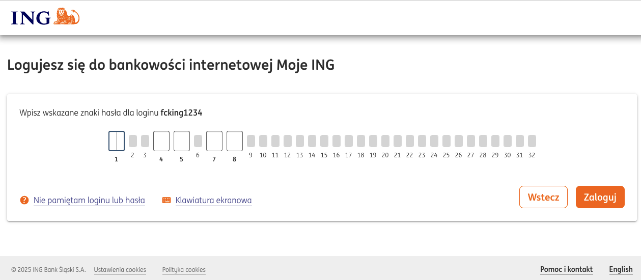 hasło maskowane ING